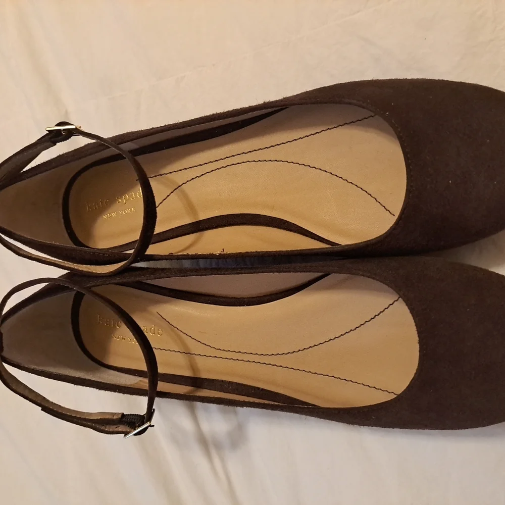 KATE SPADE AUTH $399  Brown Leather Abigail Platform Wedge Pumps 9 Likenew